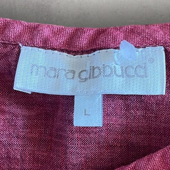 Mara Gibbucci 100% Linen Oversized Tank Size Large Red Striped Pockets Lagenlook - Picture 8 of 11